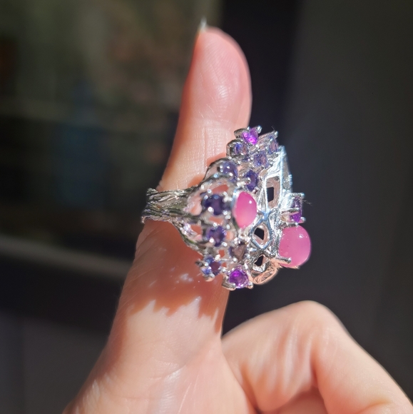 Star Ruby Amethyst & Lolite Sterling ring sz6.5 - Picture 10 of 10